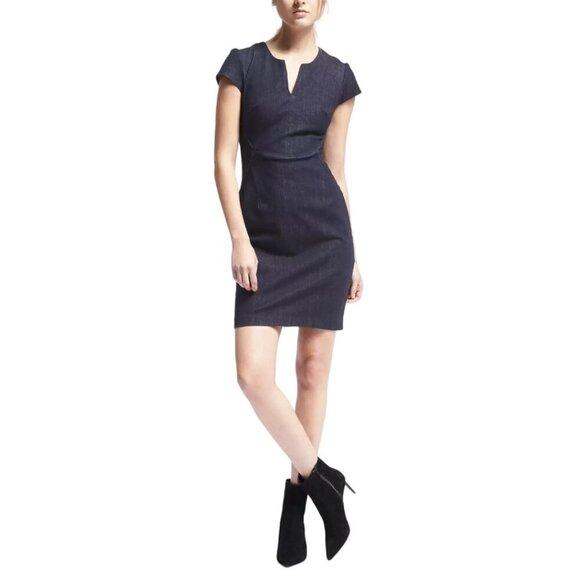 Banana Republic Denim Short Sleeve Mini Sheath Dress - Picture 1 of 10